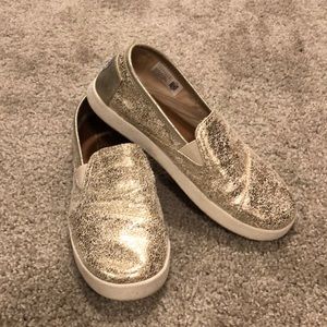 TOMS youth size 4 metallic slip-on shoes